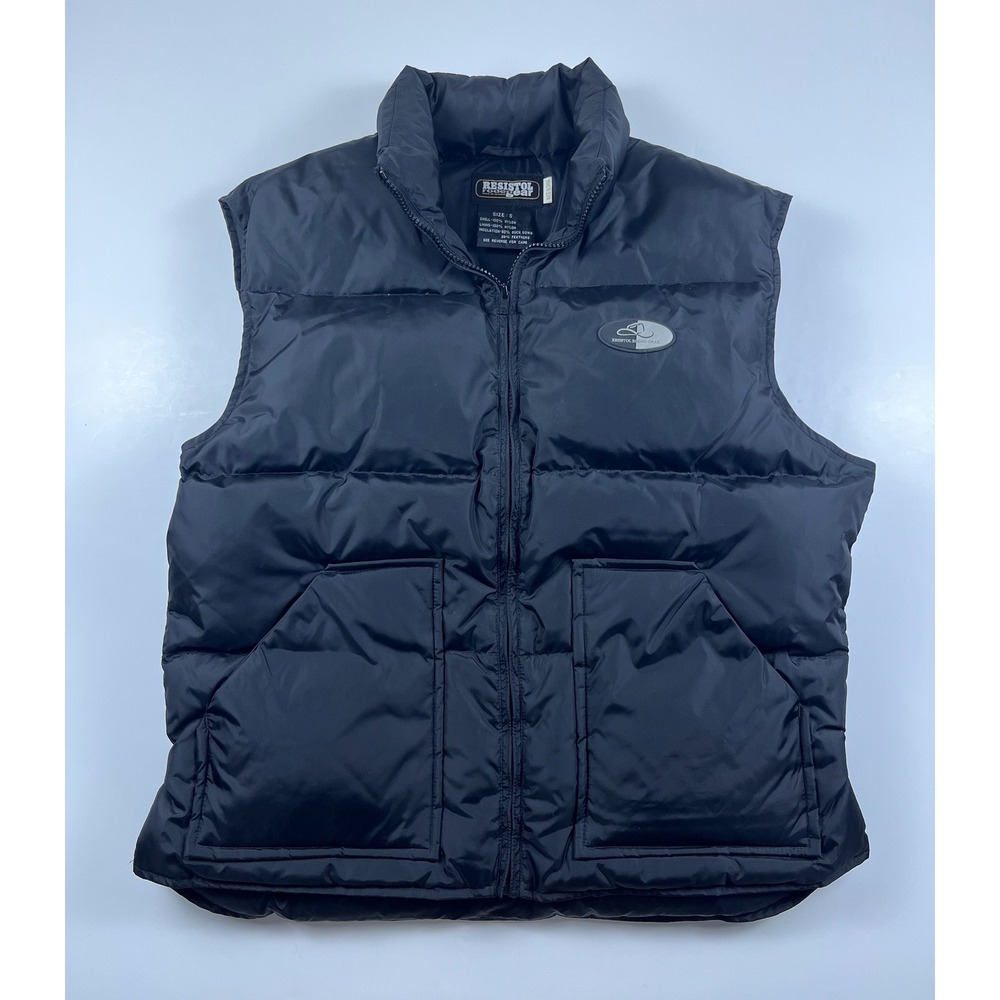 Resistol Rodeo Gear Mens Black Down Puffer Vest Western Pockets Size Small